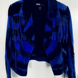 Miss Sixty Suede Leather Fringe Moto Jacket XSmall